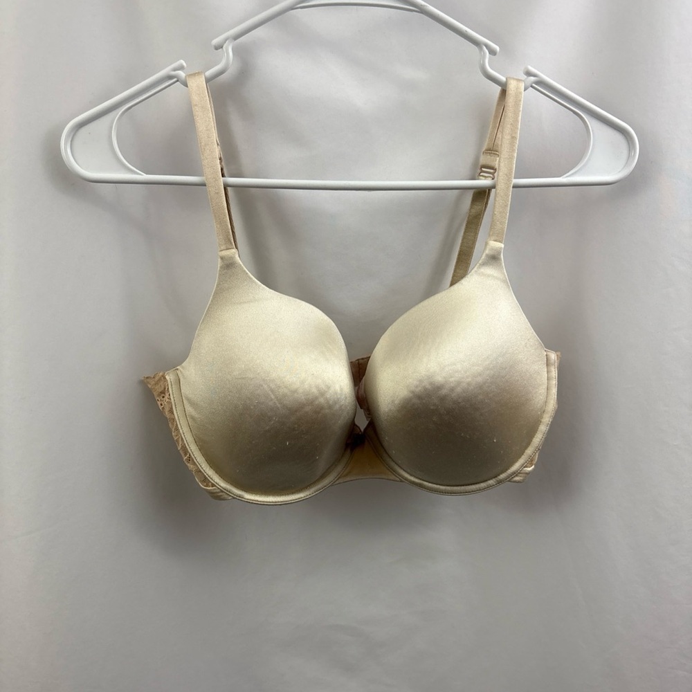 Victoria Secret Bra 36DD Demi Angels Lined Demi Beige Lace - Picture 2 of 11